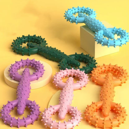 Dog Pull Ring Puppy Chewing Toy Indestructible Pet Pull Ring Toys Interactive Puppy Chew Toy for Boredom Relief Teeth Cleaning