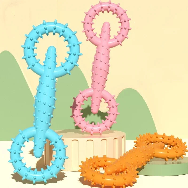Dog Pull Ring Puppy Chewing Toy Indestructible Pet Pull Ring Toys Interactive Puppy Chew Toy for Boredom Relief Teeth Cleaning